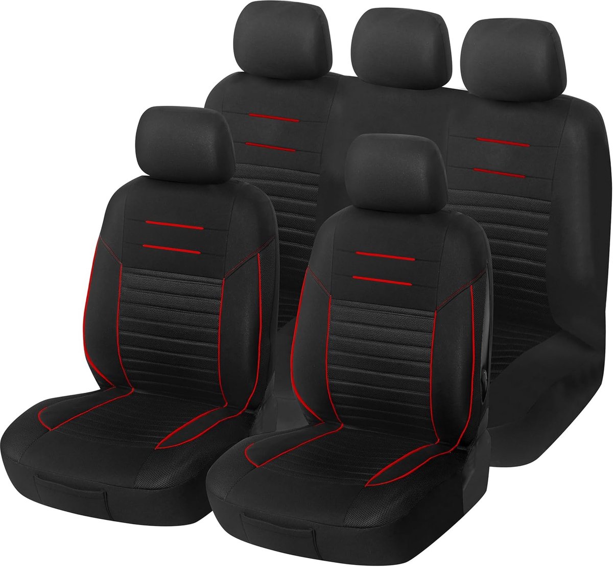 SnelShoppen - Auto Stoelhoezen Set Universeel 2026 | 9-delige Set voor Voor- en Achterstoelen in Rood | Comfortabele Auto Accessoires voor Interieurde