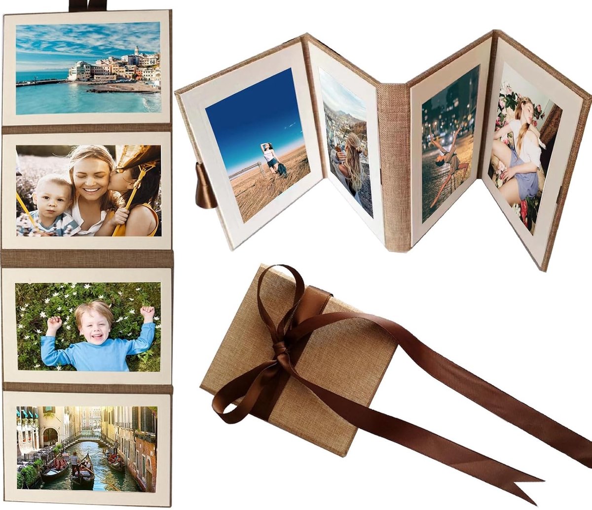 SnelShoppen - Photo Album met Witte Pagina's - DIY Spiral Fotoalbum voor Familie, Baby, Verjaardag, Valentijnsdag, Huwelijk, 4 Bladen Scrapbook, Vinta