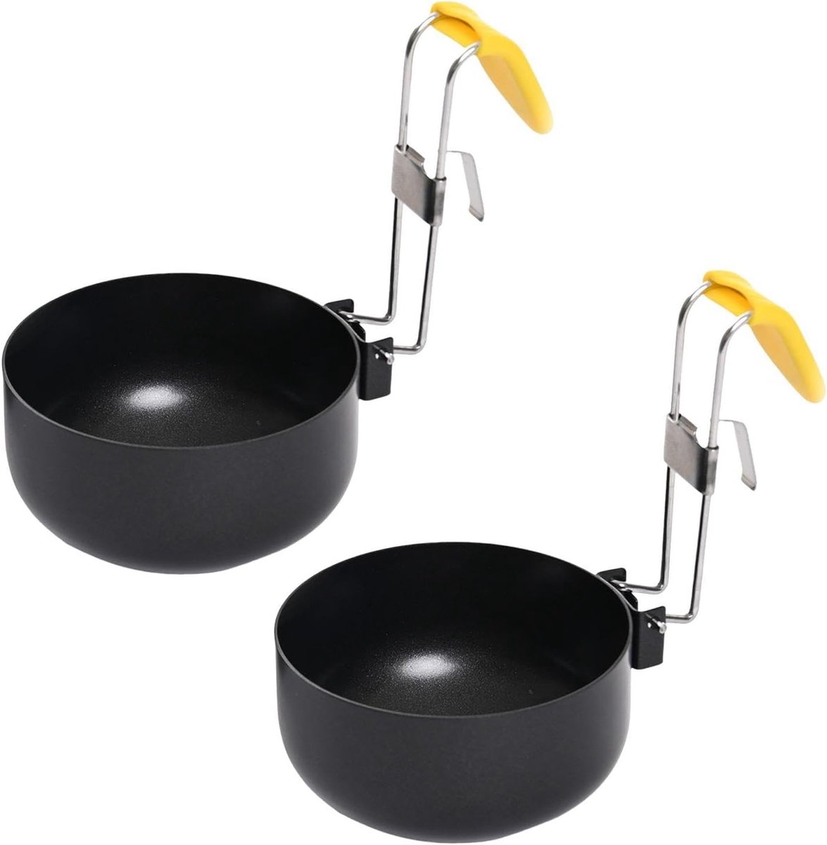 SnelShoppen - 2-delige eierkoker, opvouwbare eierkoker, rond egg cooker voor stomen en koken, zwart, ideaal voor keuken en camping