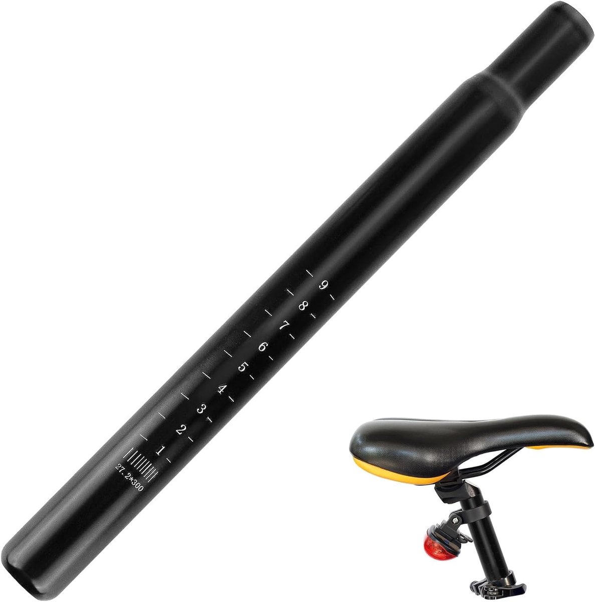 SnelShoppen - Bicycle Seat Post 27.2 x 300 mm, MTB Zadelpen, Zwart, Duurzaam Carbon Staal, Voor Mountainbike, Racefiets en Stadsfiets
