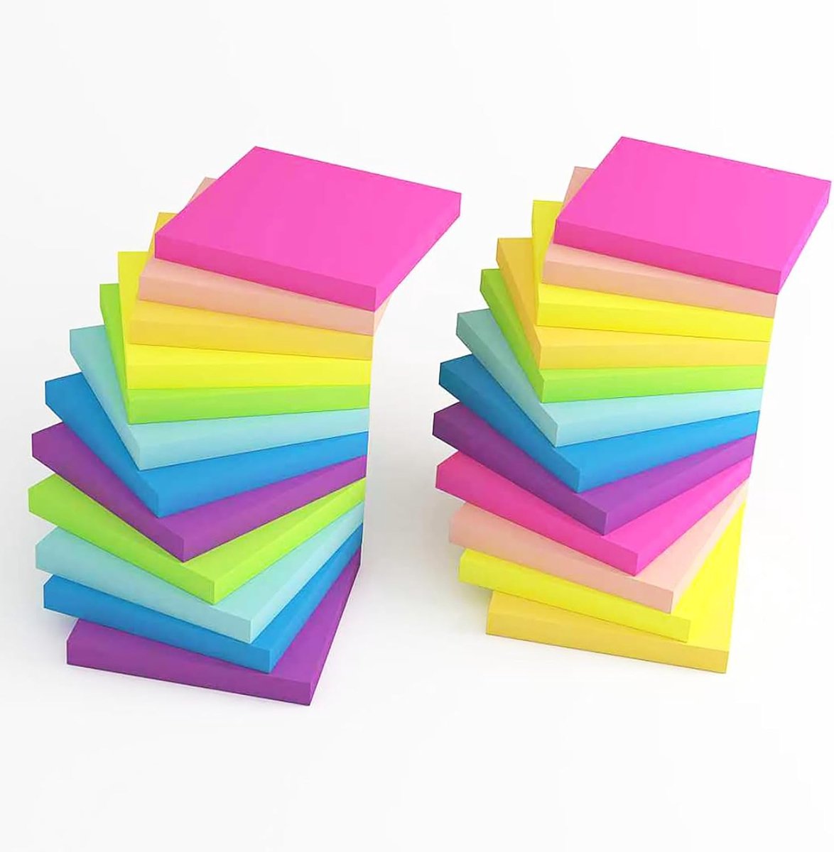 SnelShoppen - Sticky Notes 3x3 inch, 24 Pads in Heldere Kleuren voor School, Thuis en Kantoor, Perfect voor Notities en Herinneringen