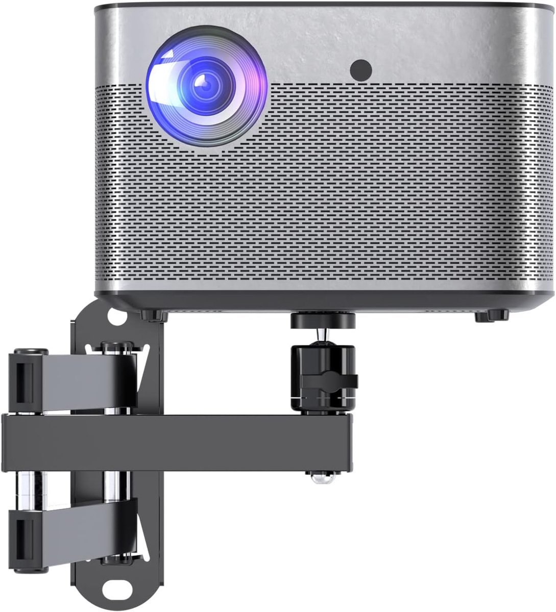 SnelShoppen - Projector Wandbeugel 360° Rotatie / 180° Draaibaar, Max 90° Neer en 30° Omhoog, Tot 10kg, Universele Bevestiging voor Projectoren