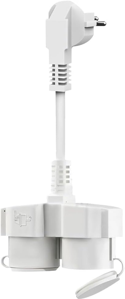 SnelShoppen - Dubbele Stekker voor Stopcontact, Waterdichte Verlengsnoer met 2 Schuko Aansluitingen, Aarde Aansluiting, IP44, 1.5 mm², Tot 250 V / 16