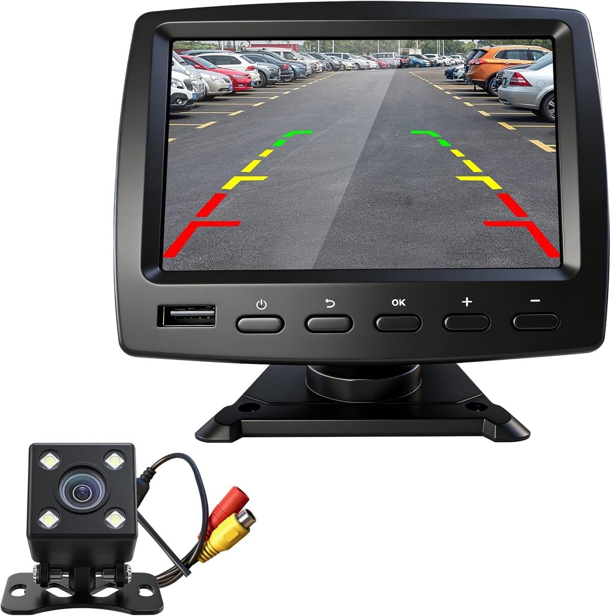 SnelShoppen - Achteruitrijcamera met 4,3 inch HD-monitor, 6m kabel, Bluetooth muziek, telefooncommunicatie, achteruitrijhulp voor auto, vrachtwagen, c