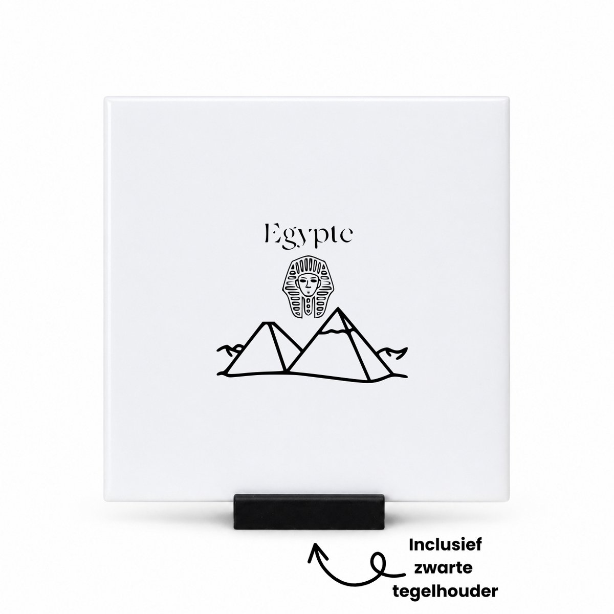 Hacebo Egypte tegeltje met tegelhouder - Piloot - toeristen - tegeltjes met tekst - piramide - kameel - woestijn - cairo - farao - republiek - Afrika - spreuktegels - 10.8x10.8 CM Wit