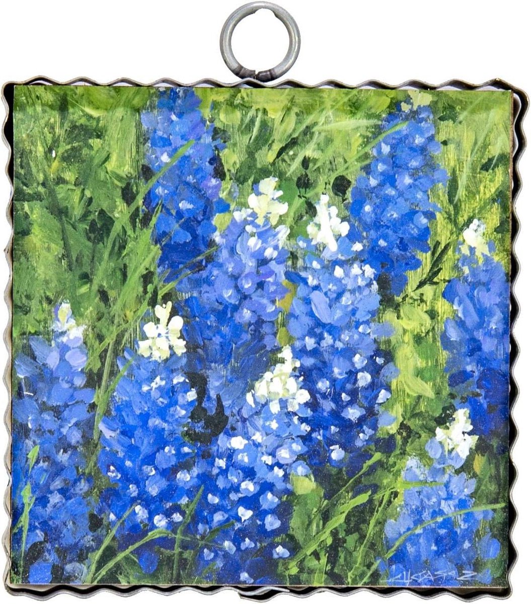 Galerij Muurdecoratie - Kunst aan muur - Woonkamer inrichten - Metaal en hout - 18 x 18 cm - Blauw