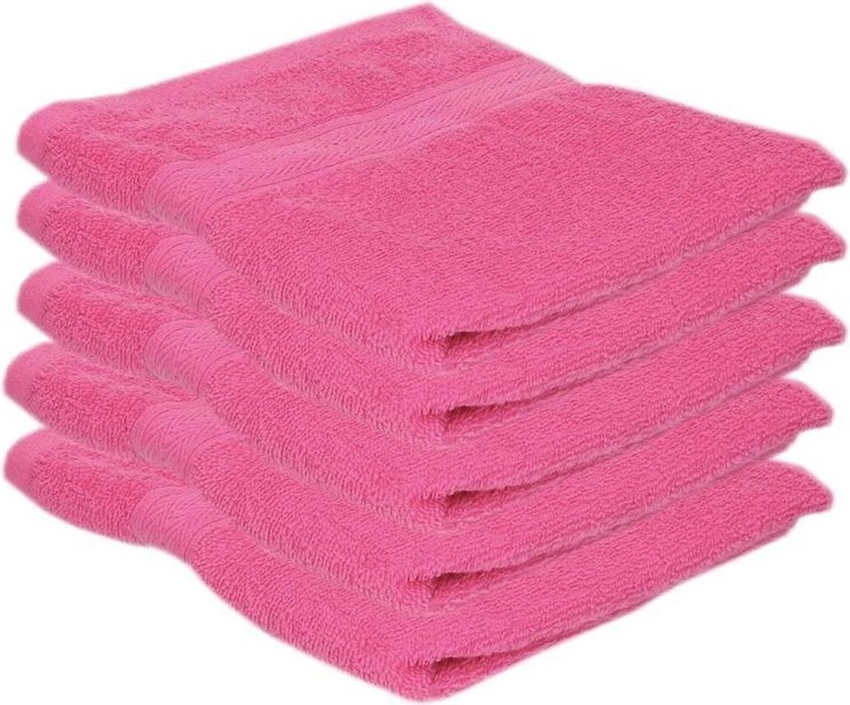 5x Voordelige handdoek fuchsia roze 50 x 100 cm 420 grams - Badkamer textiel badhanddoeken