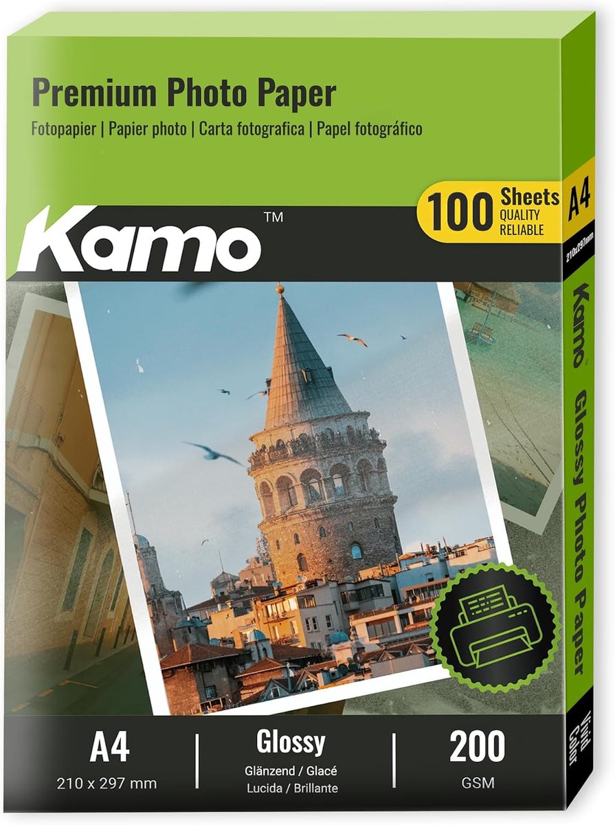 SnelShoppen - A4 Glossy Fotopapier 200 g/m² - 100 Vellen - Ideaal voor Foto's, Posters en DIY - Inkjet Printer Compatibel - Hoogglans Afwerking