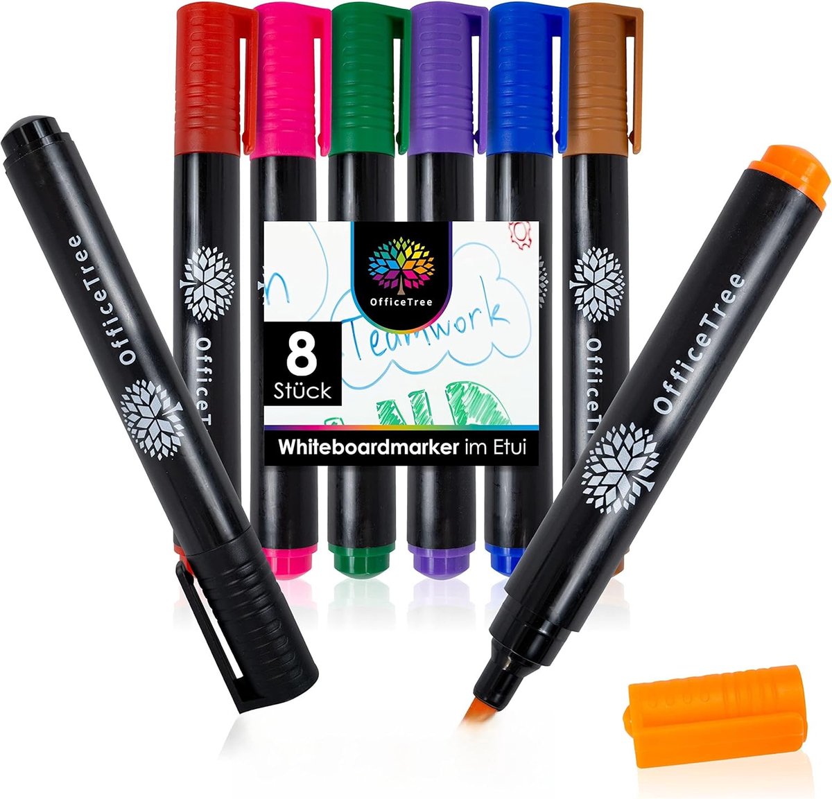 SnelShoppen - 8 Kleurige Whiteboard Stiften, Wasbare Drooguitveegbare Markers, Wipeable Pennen voor School, Office, Creatief Gebruik, Set van 8 Kleure