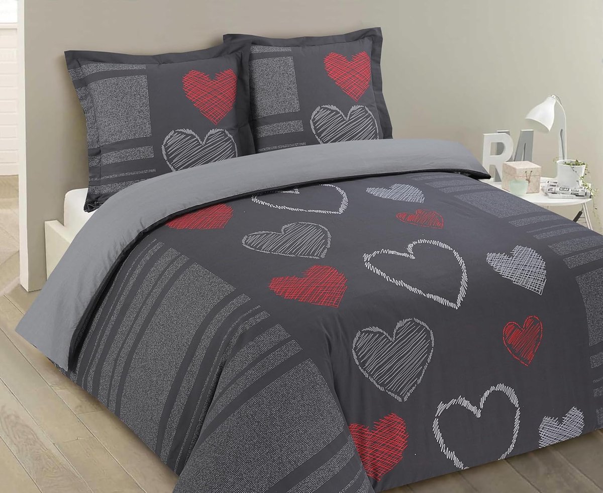SnelShoppen - Reversibel Dekbedovertrek 240x220 cm met 2 Kussenslopen 65x65 cm - 100% Katoen, Natuurlijke Vezels, Chic Afwerking, Machinewasbaar, Perf
