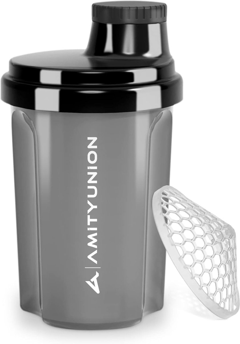 SnelShoppen - Protein Shaker 300ml 'Heaven' Lekvrij, BPA Vrij met Klikbare Zeef en Schaal voor Romige Whey Shakes, Fitness Bekers voor Isolaten en Spo
