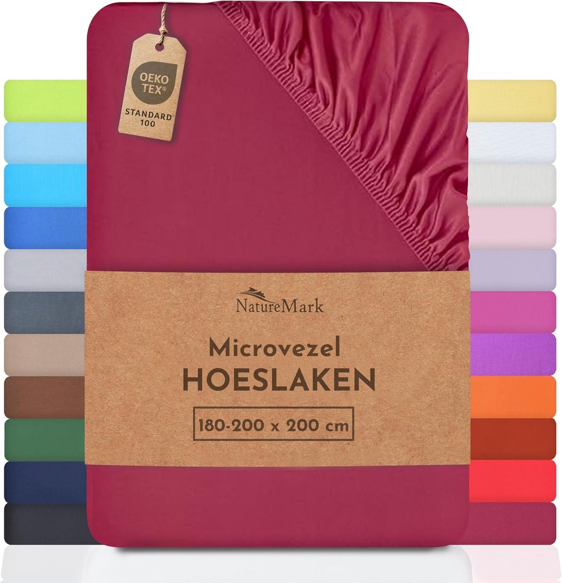 SnelShoppen - Microfiber Laken 180x200-200x200 cm in Bordeaux - Extra Zacht en Ademend - Perfect voor Sensitieve Huid - Elastische Hoeken voor Optimal