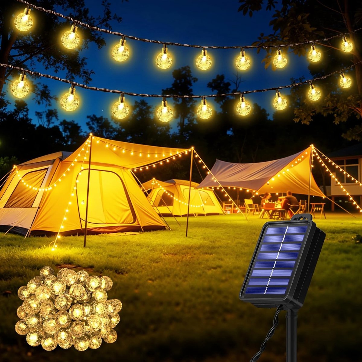 SnelShoppen - 60 LED Solar Fairy Lights 13.2 m Tuinverlichting met 8 Modi en Geheugenfunctie IP65 Waterdicht Decoratieve Lichten voor Balkon en Patio