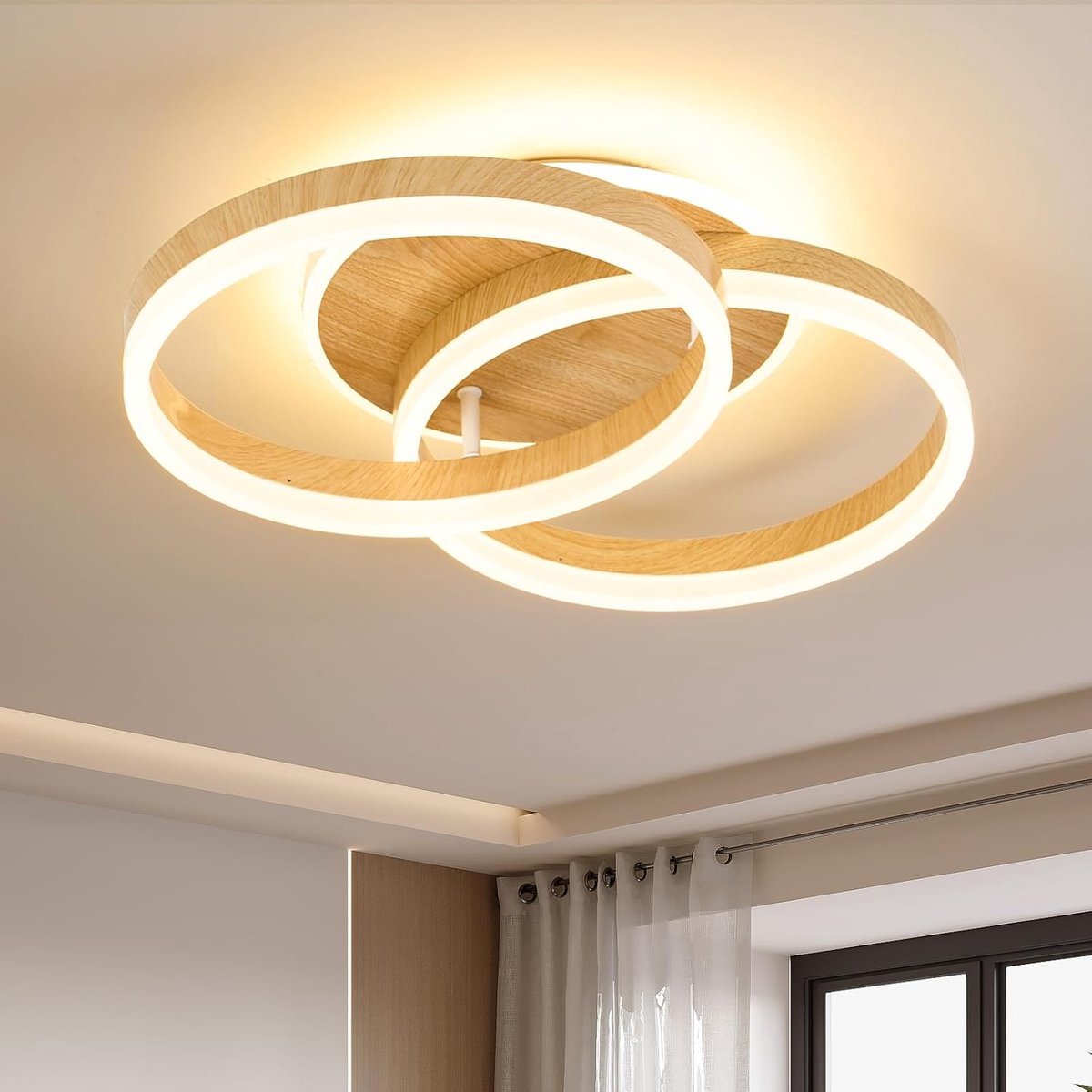 SnelShoppen - LED Plafondlamp 2 Ringen φ50 cm 36 W Dimbaar met Afstandsbediening Metaal + Acryl voor Woonkamer Slaapkamer Eetkamer