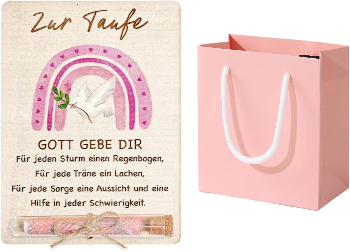 SnelShoppen - Set Baby Naam Cadeaus met Roze Tas, Houten Naam Gift, Sieraad Verpakking, Armband Doosje, Doopgift voor Meisjes, Feestelijke Souvenir