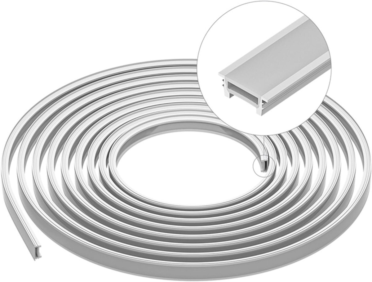 SnelShoppen - LED Silicone Profiel T2010, 3 m, Waterdicht IP67, Voor 10-12 mm Flexibele Strips, 120° Verlichting, Neon Effect, Geschikt Voor Keuken, T