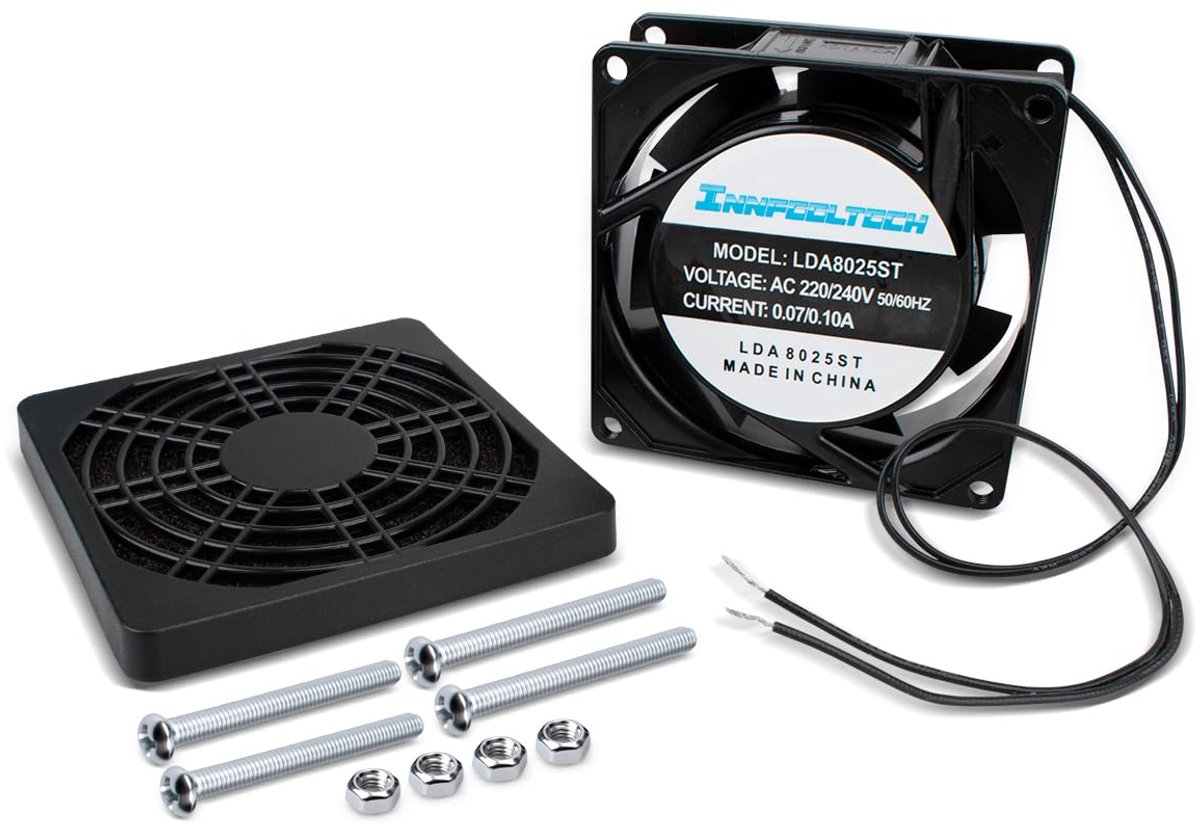 SnelShoppen - Elektrische Koelventilator 80x80x25 mm - Stille Mini Ventilator AC220V voor IJsmachines, Luchtkoelers en PC's - PBT-Kunststof - 1 stuk