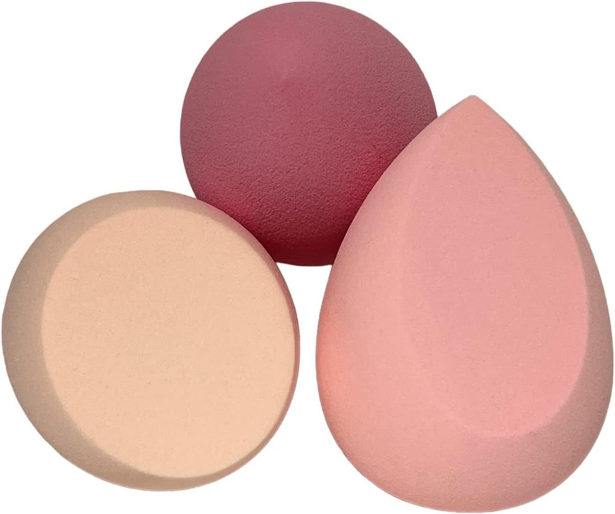 Thijox - Make-up sponsset 3-delig, beauty blender voor foundation, latexvrij en wasbaar, voor een perfecte teint, droog en nat te gebruiken