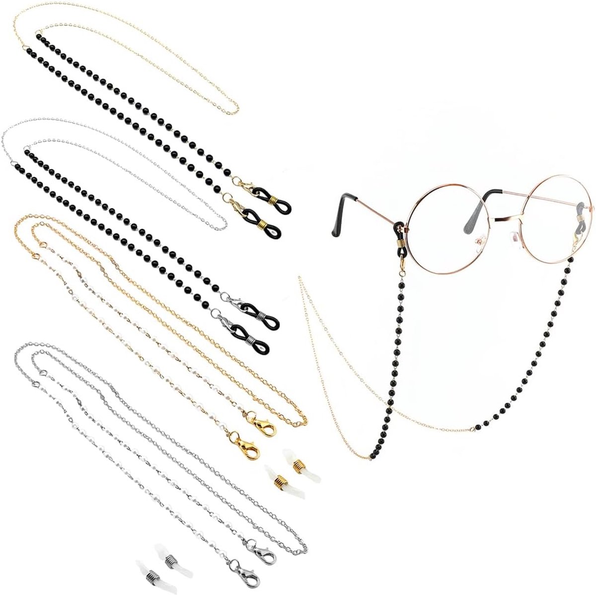 4 pieces glasses chains for sunglasses and glasses, for women, glasses chain, glasses chain, non-slip belt - ShopVlot