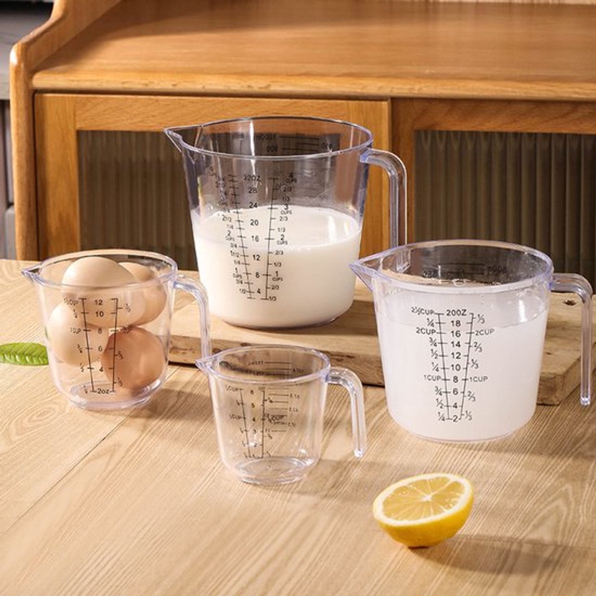 4-delige bekerset - Melkbekerset - helder glas - melkbeker - drinkbeker - huishoudbeker - PS - helder