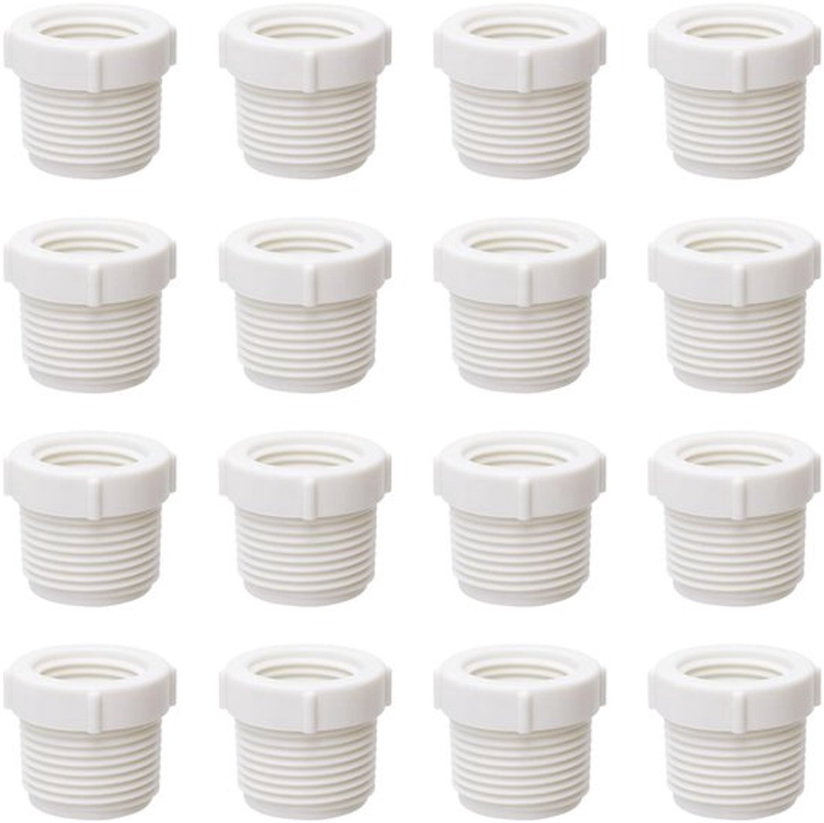 PVC buisfittingen, 16 stuks draadbuisreducer 3/4'' mannelijke draad naar 1/2'' vrouwelijke draad connector buiskoppeling PVC bush