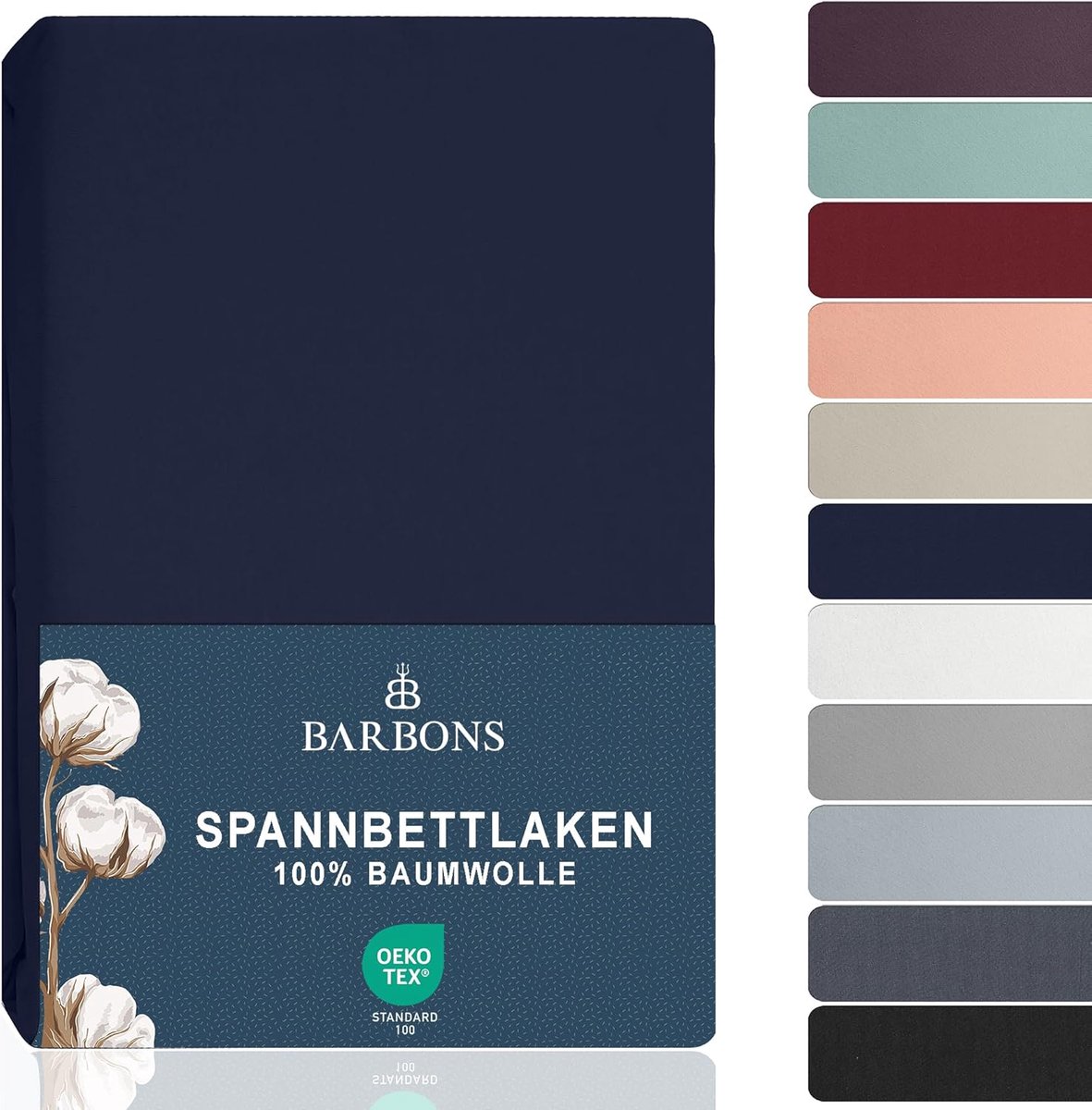 SnelShoppen - Fitted Sheet 90x200 cm 100% Katoen - Bedlakens, Jersey, Oeko-Tex Gecertificeerd, Geschikt voor Boxspring en Matras tot 27 cm Hoog, Marin
