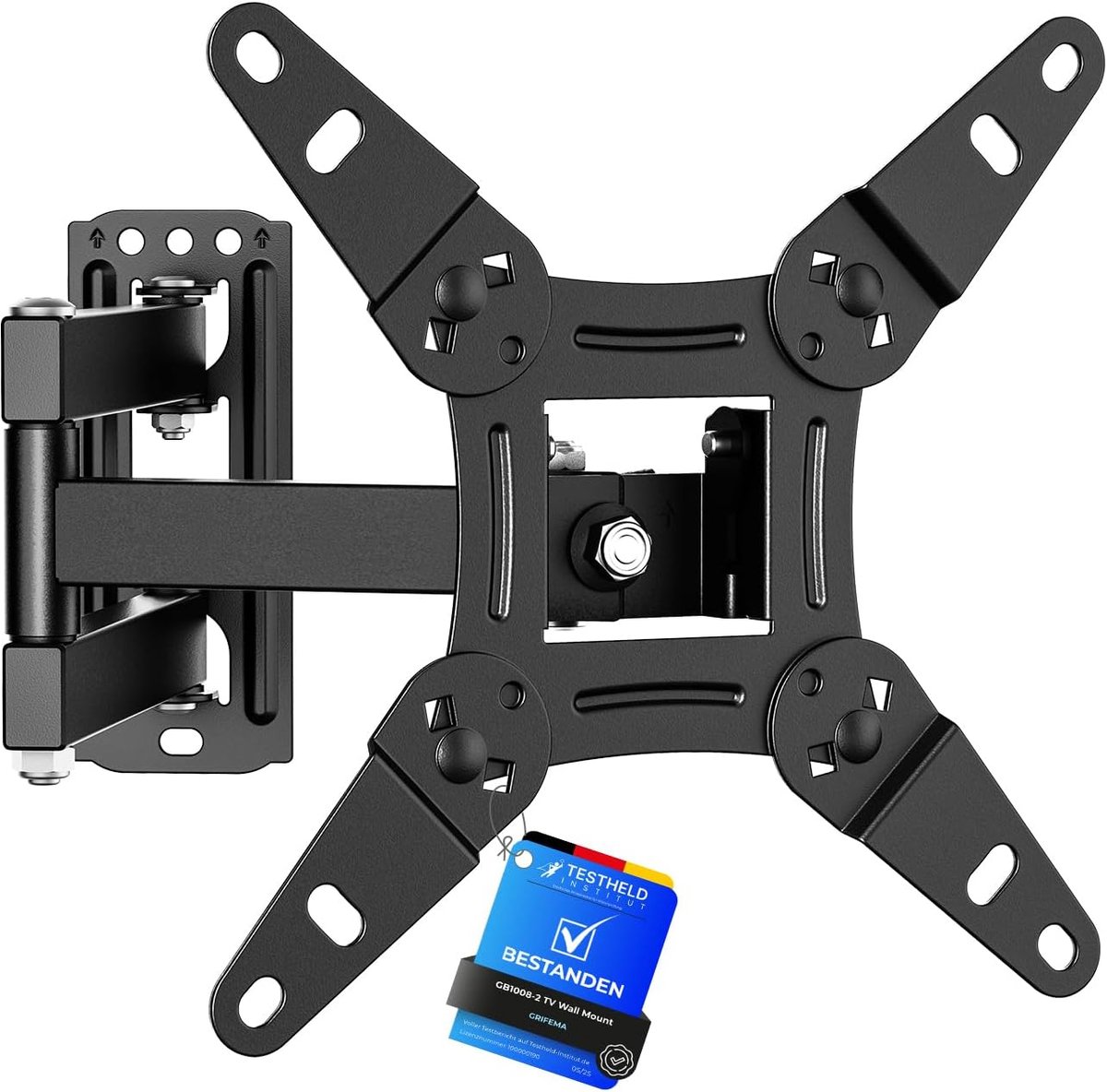 SnelShoppen - TV Wandbeugel voor 13-43 Inch Televisies - Rotatable ±90° en Tilting +8°/-12° - Max 20kg Draagcapaciteit - Universele TV Muurbeugel VESA