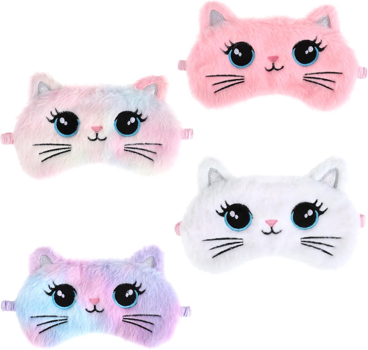 SnelShoppen - 4 Stuks Cartoon Pluche Slaapmasker voor Kinderen - Donkerend, Schattig Oogmasker voor Slapen - Meerkleurig, Ideaal voor Jongens en Meisj