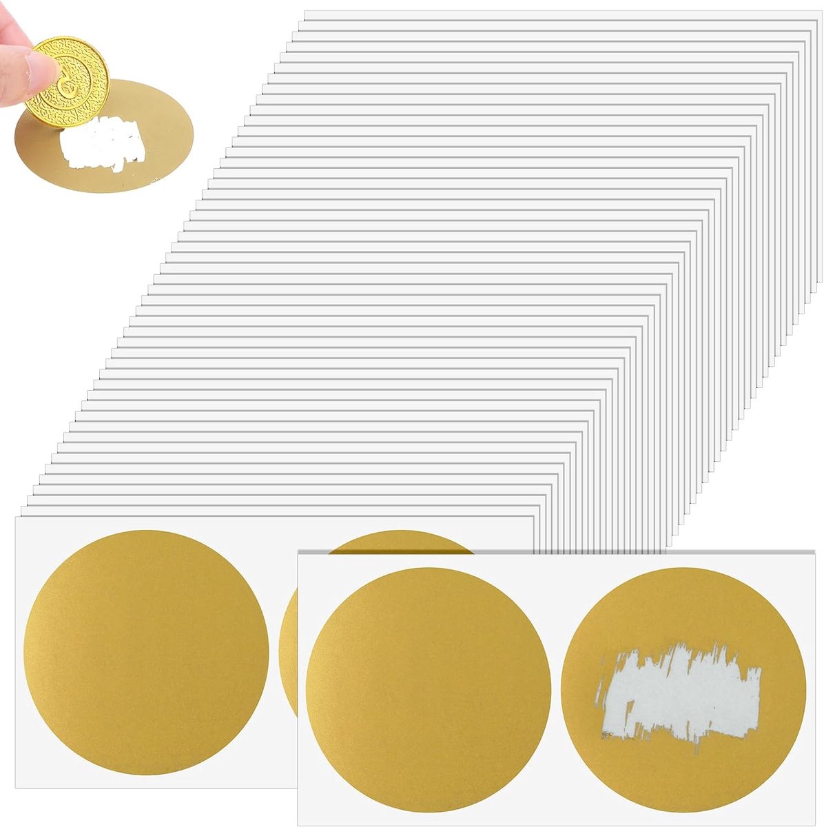 SnelShoppen - Pack van 100 Gouden Rond Scratch Stickers 5 cm voor DIY Scratch Cards, Verjaardagsverrassingen, Adventskalender, Bruiloften, Postkaarten