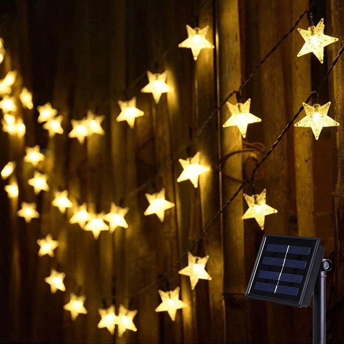 SnelShoppen - Solar Fairy Lights Buiten 120 LED 15 m Sterren Weerbestendig 8 Modes Tuinverlichting Warm Wit voor Feest, Balkon, Patio, Kerst Decoratie