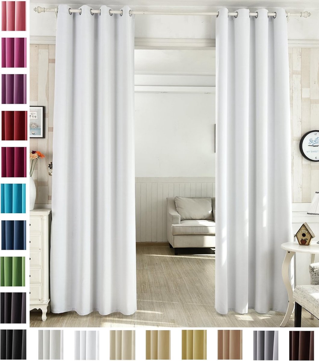 SnelShoppen - Zwarte Verduisteringsgordijn met Oogjes 135x245 cm - Opaque Polyester - Grijs Wit - Perfect voor Slaapkamer en Woonkamer