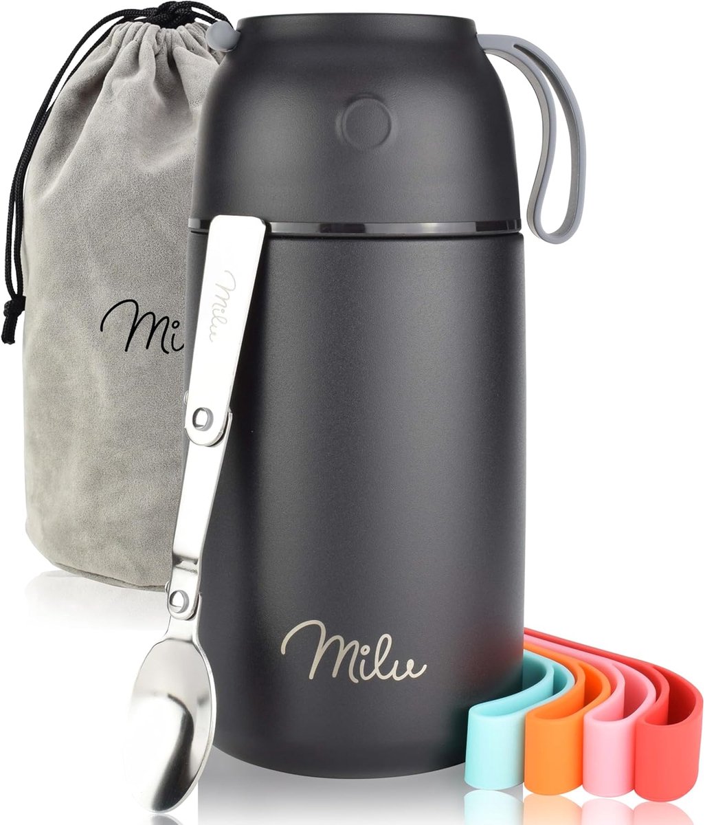 SnelShoppen - Thermocontainer Lunch Box 800 ml | RVS Isolatiehouder voor Warm Eten, Soep, Fruit, Babyvoeding | Lekvrije Thermobox voor Kinderen en Vol