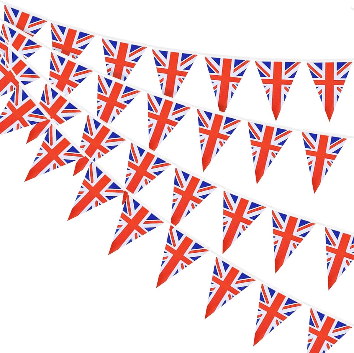 SnelShoppen - Union Jack Vlaggenlijn 30 Stuks, Dubbelzijdige Britse Vlaggen, 10 Meter Bunting voor Jubileum, Feest, BBQ, Pub Decoratie