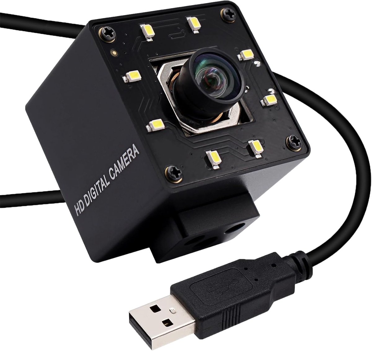 SnelShoppen - Auto Focus 4K UHD USB Camera met IMX415 Sensor, 100° Geen Vervorming Mini Camera met LED Lichten voor Online Lesgeven, Vergaderingen en