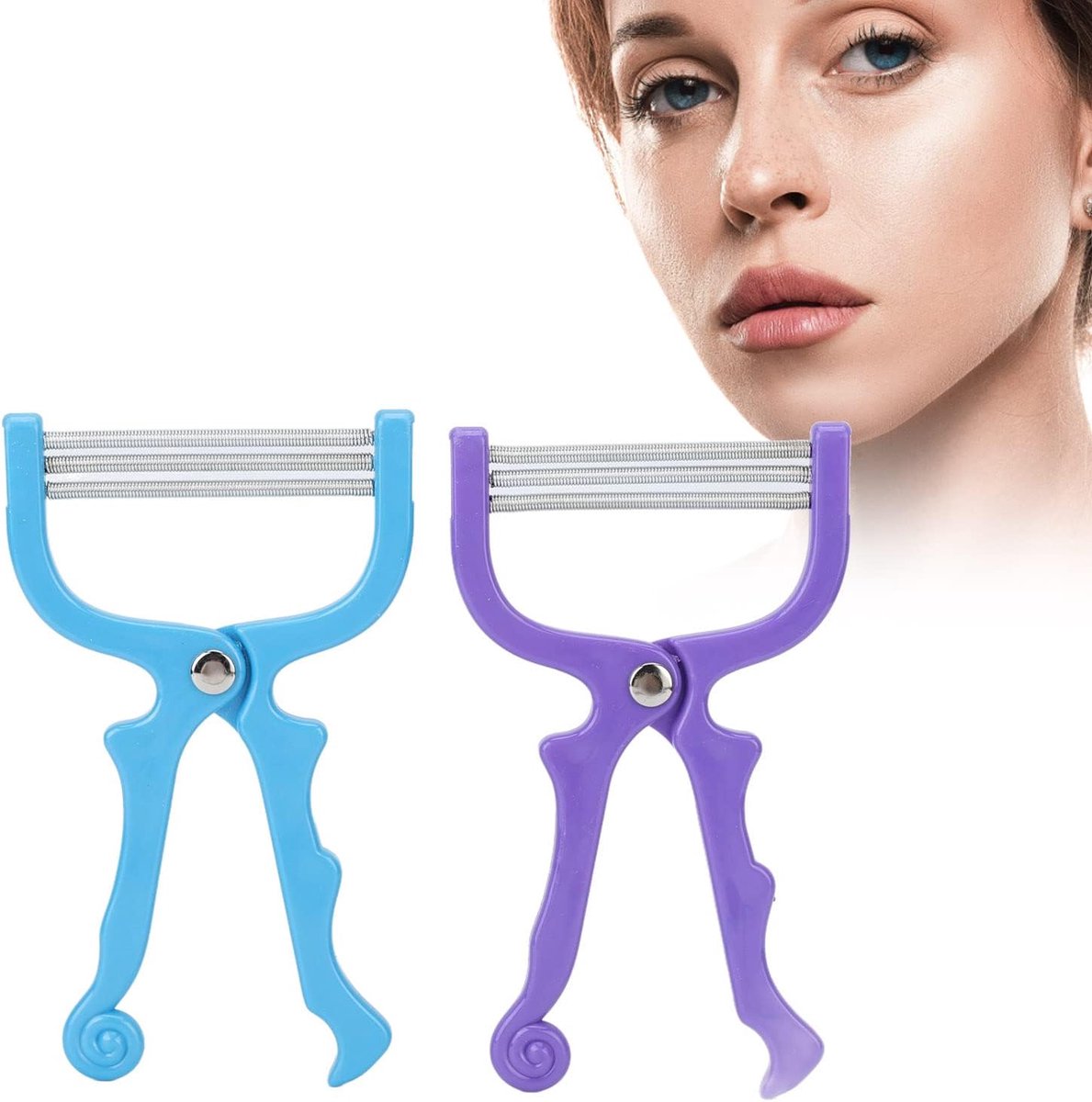 SnelShoppen - 2Pcs Gezichtsbeharing Verwijderaar, Handmatige Epilator voor Gezichts- en Lippenhaar, Effectieve Spring Tool voor Vrouwen, Draagbare Haa