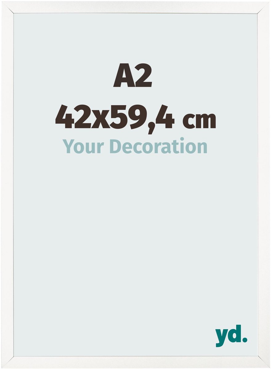 Your Decoration - Fotolijst A2 42x59,4 cm - MDF - Wit Hoogglans - Bologna