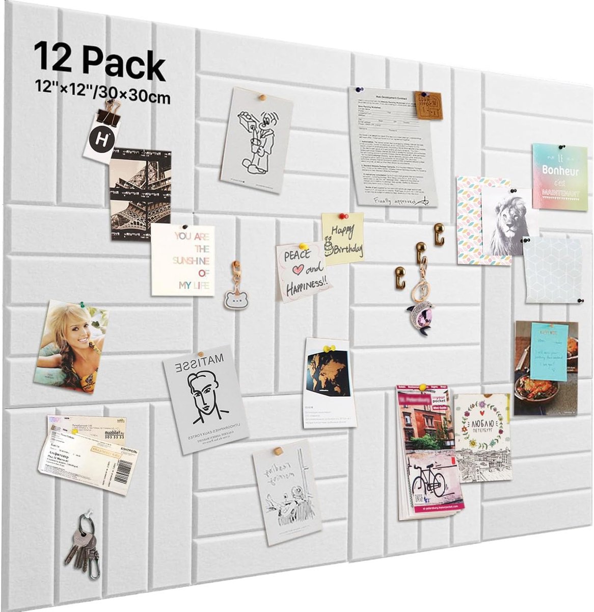 SnelShoppen - Grote Zelfklevende Vilt Prikbord 120x90 cm met 60 Duimspijkers - Decoratief Vilt Memo Bord voor Foto's, Vision Board, Kantoor, School, W