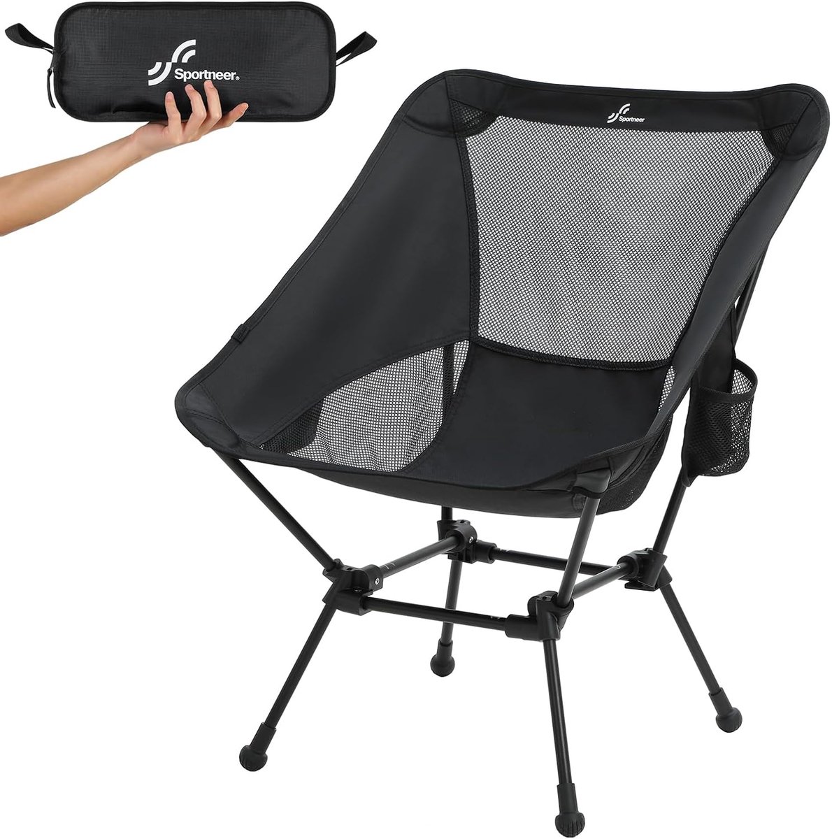 Opvouwbare stoel - Klapstoel camping - Buiten genieten - Ultragelicht ontwerp - 150 kg draaglast - Zwart