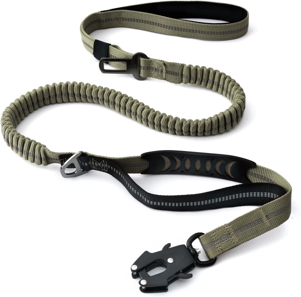 Thijox - Duurzame Tactische Hondenriem met Snelsluitkarabijnhaak, Reflecterende Draad, 1,2-1,8 m Power Stretch, Ideaal voor Middelgrote en Grote Honde