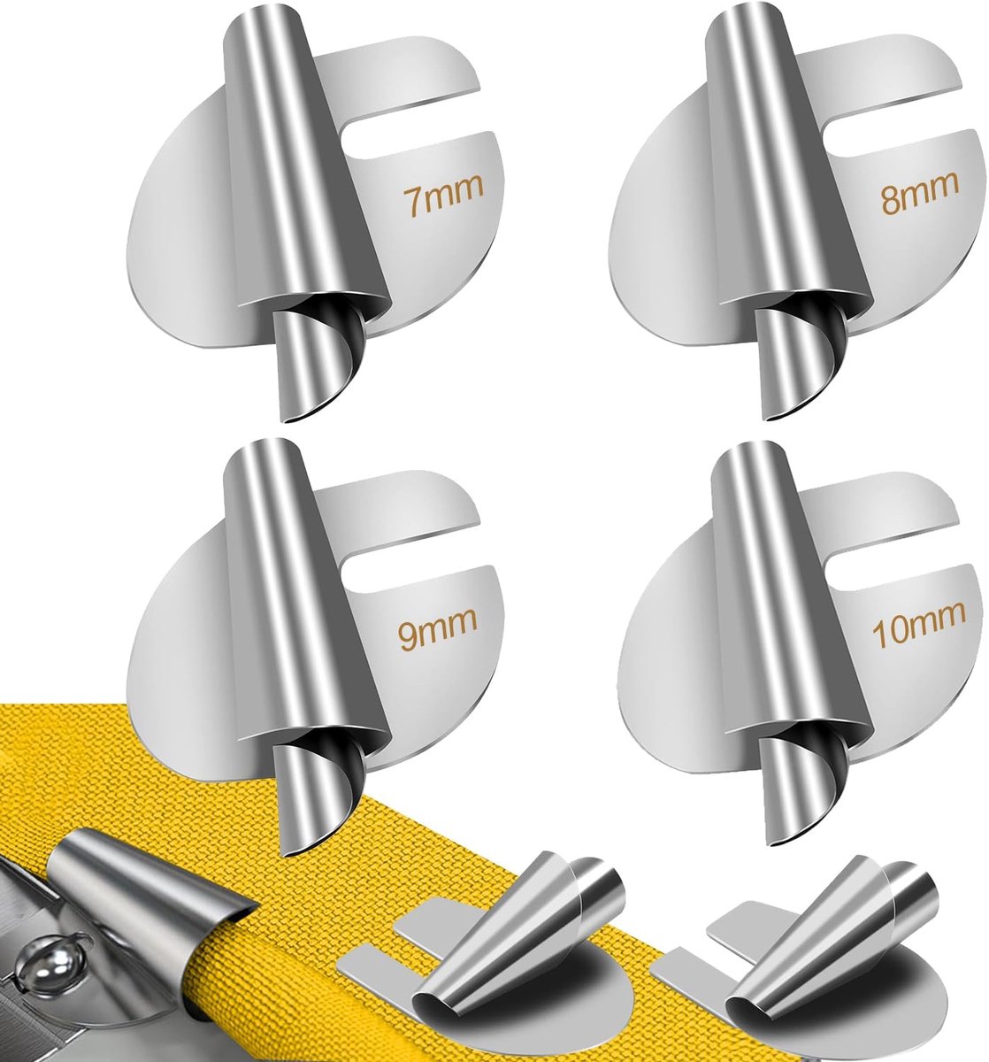 SnelShoppen - 4 Roll Hem Presser Feet Set van 4 Stuks, Universele Rolzoom Voet voor Naaimachine, Hoogwaardige Metaal, 7/8/9/10mm, Perfect voor Kleding