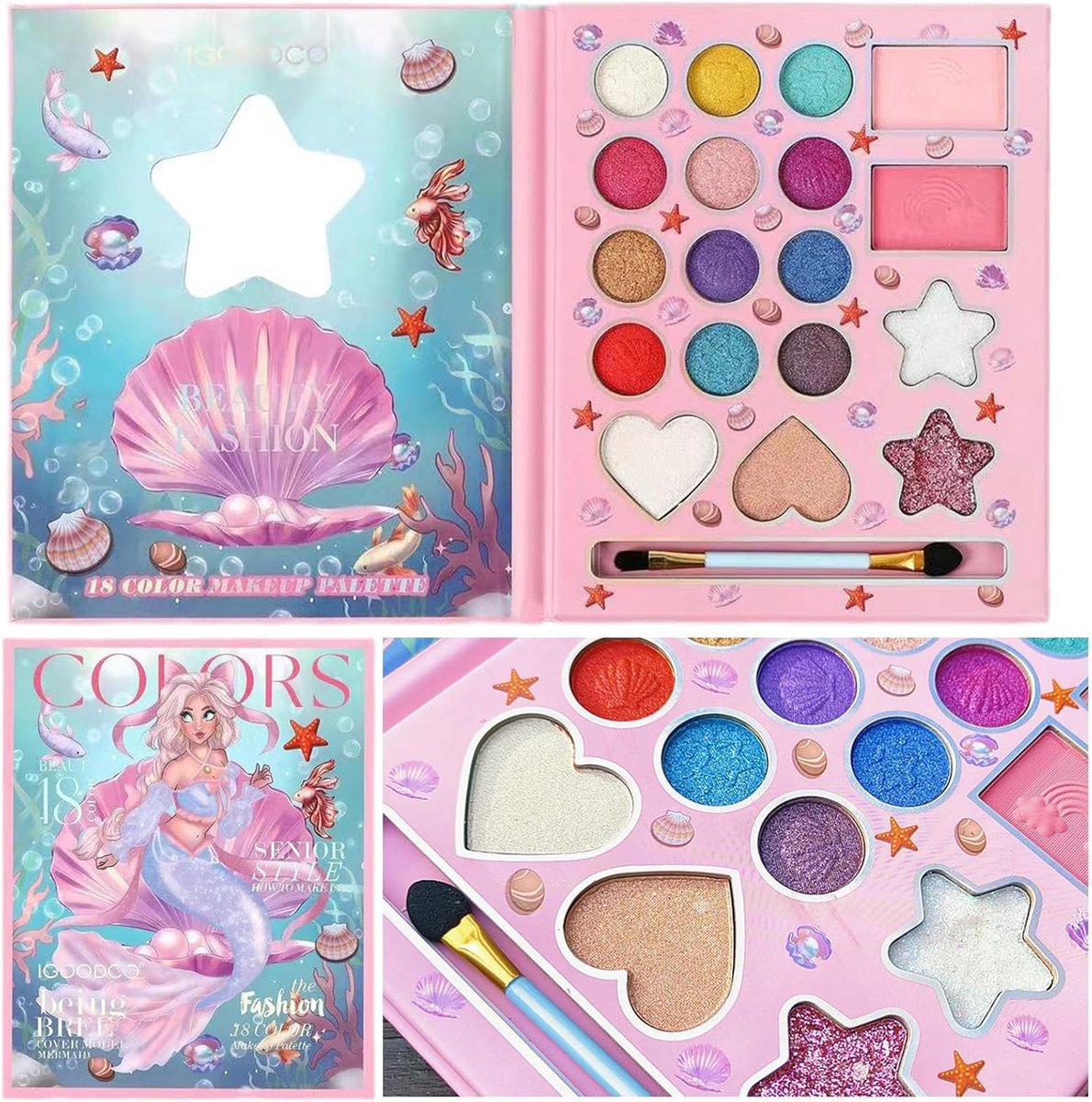 SnelShoppen - Kinderen Make-Up Set - 18 Kleuren Veilig, Niet-Toxisch, Perfect voor Feestjes, Halloween, Verjaardag, Creatieve Speelset voor Meisjes