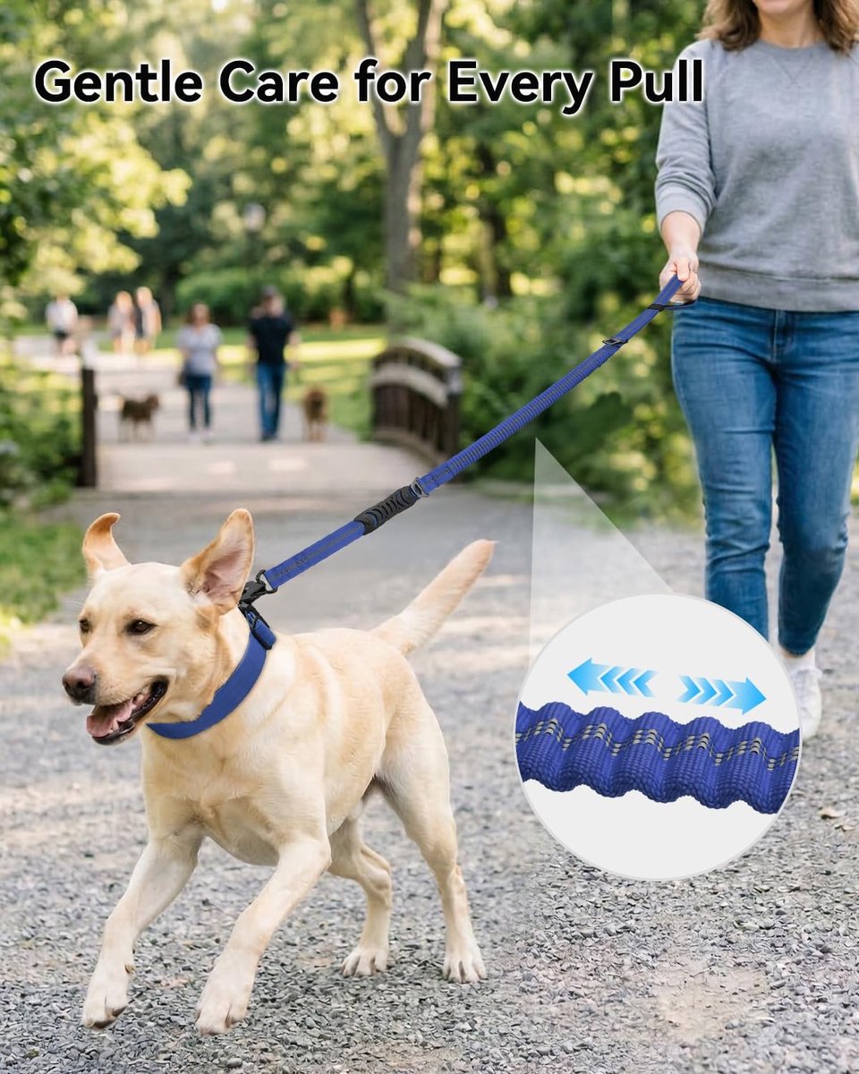 SnelShoppen - Tactical Dog Lead - Extra Sterk 1.2-1.8m Schokabsorberende Bungee Leash met 2 Gevoerde Handgrepen, Metalen Karabijnhaak, Anti-Trek Leash