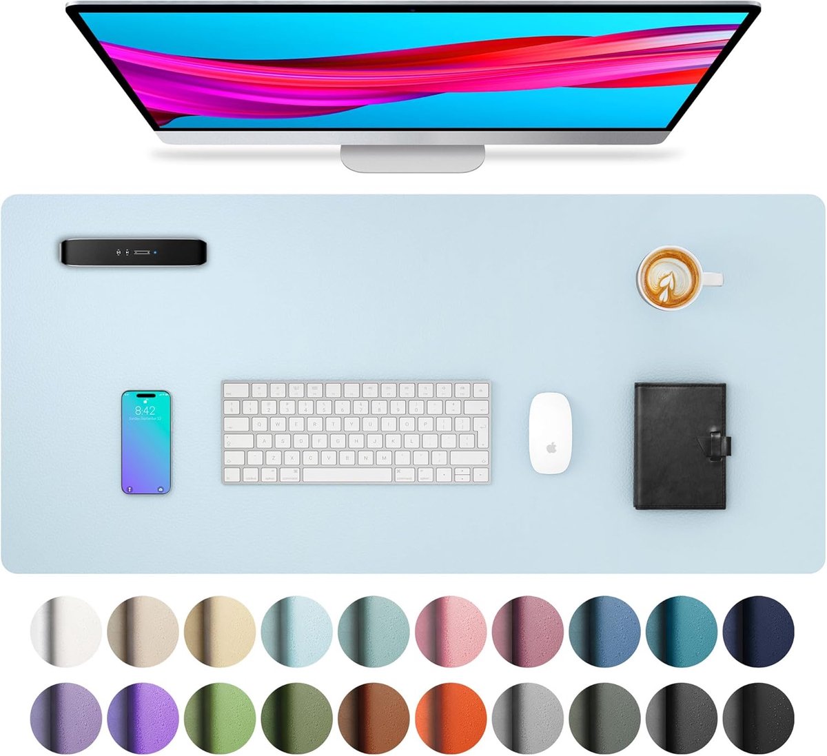SnelShoppen - Aothia Leren Bureau Pad - Mouse Pad - Niet-slip PU Leer Bureau Blotting Papier - Waterdicht Schrijf Pad voor Laptop en Bureau - 60x35cm
