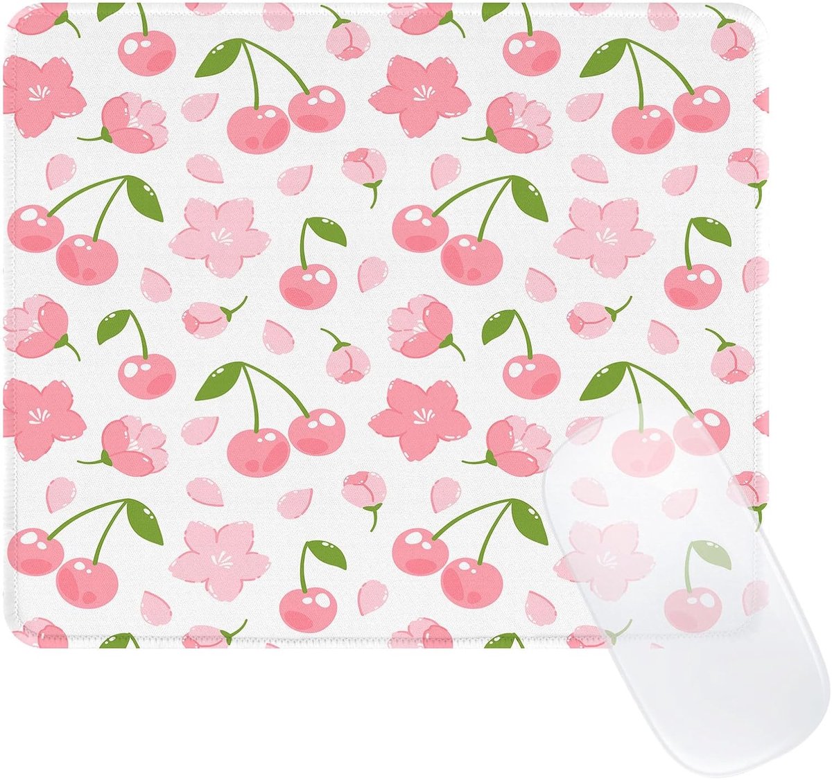 SnelShoppen - Schattige Roze Muismat met Bloemenpatroon - 9,4x8cm - Antislip Rubber - Ideaal voor Kantoor en Thuis - Compact en Draagbaar - Perfect vo
