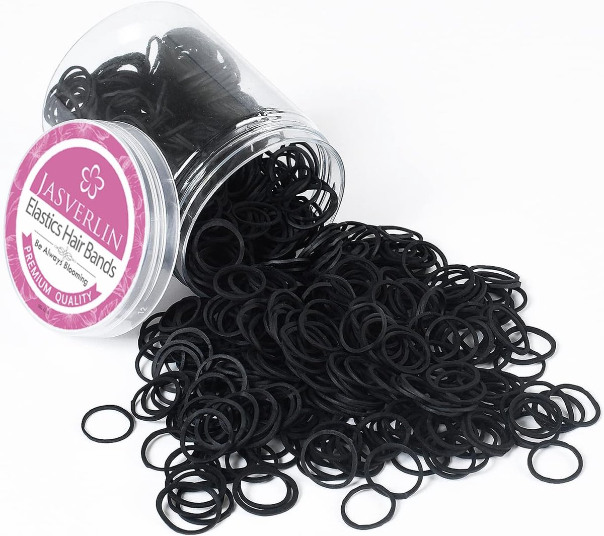 SnelShoppen - 1000 Stuks Zwarte Rubber Haarbandjes - Kleine Baby Haarg elastiekjes - Ponytail Holders - 1/2 Inch - Ideaal voor Meisjes en Vrouwen - Du