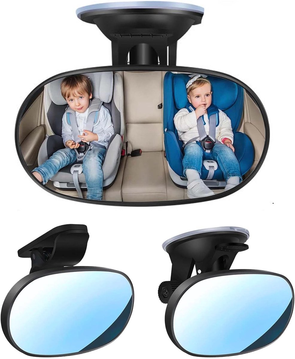 SnelShoppen - Baby Autospiegel, Achteruitkijkspiegel voor Kinderen, Veiligheidsmirror met Zuignappen en Klem, 360° Draaibaar, Breder Gezicht, Veilig A