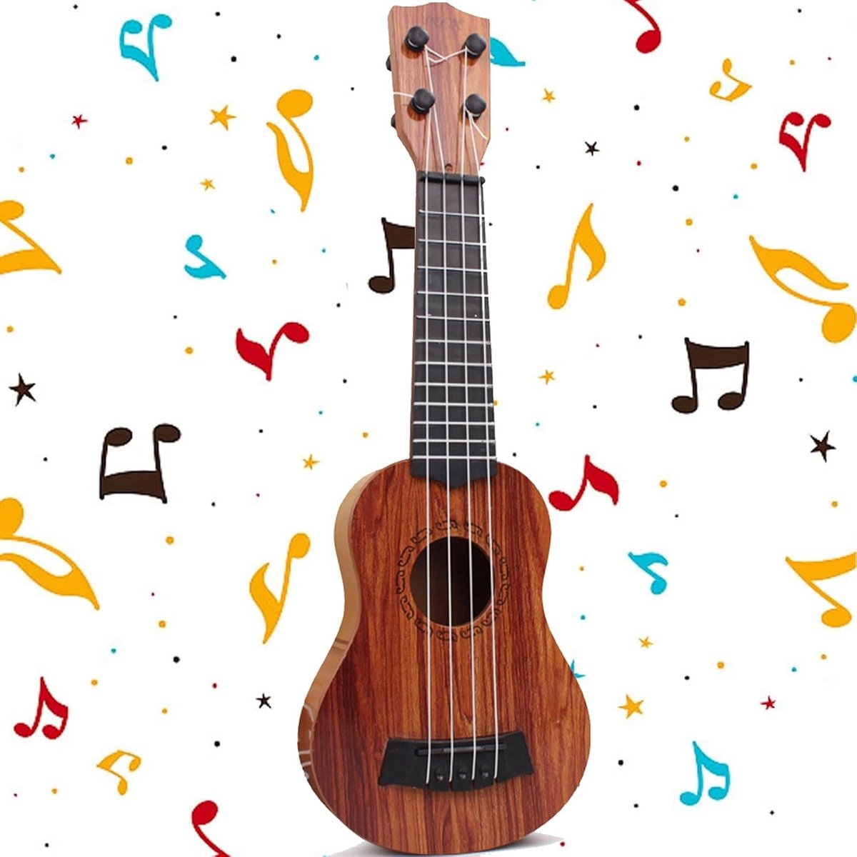 Thijox - Kunststof Gitaarspeelgoed voor Kinderen - Mini Ukelele met 4 Verstelbare Snaren - Educatief Muziek Speelgoed - Lichtgewicht ABS - 38 cm - Voo