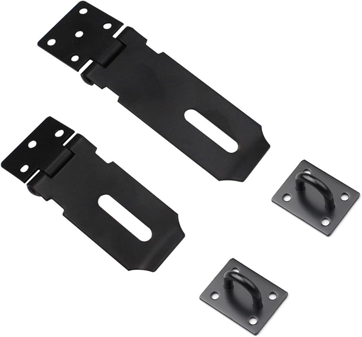 Zwarte hangslot-hasps, rolslot-hasps, roestvrijstalen bouten, grendelhasp, schuur-deurgrendel - Deursloten voor huisdeuren, kasten, laden, ramen, garage