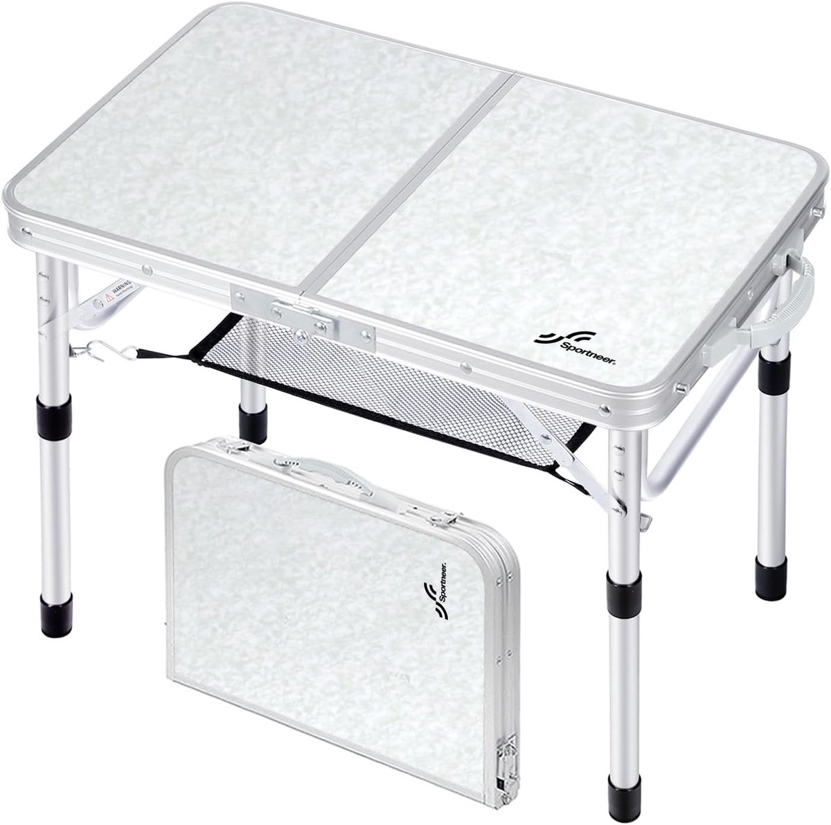 SnelShoppen - Opvouwbare Campingtafel Inklapbaar - Draagbare Klaptafel voor Buiten - Verstelbare Hoogte, Compact 59,9 x 39,9 cm - Ideaal voor Camping,