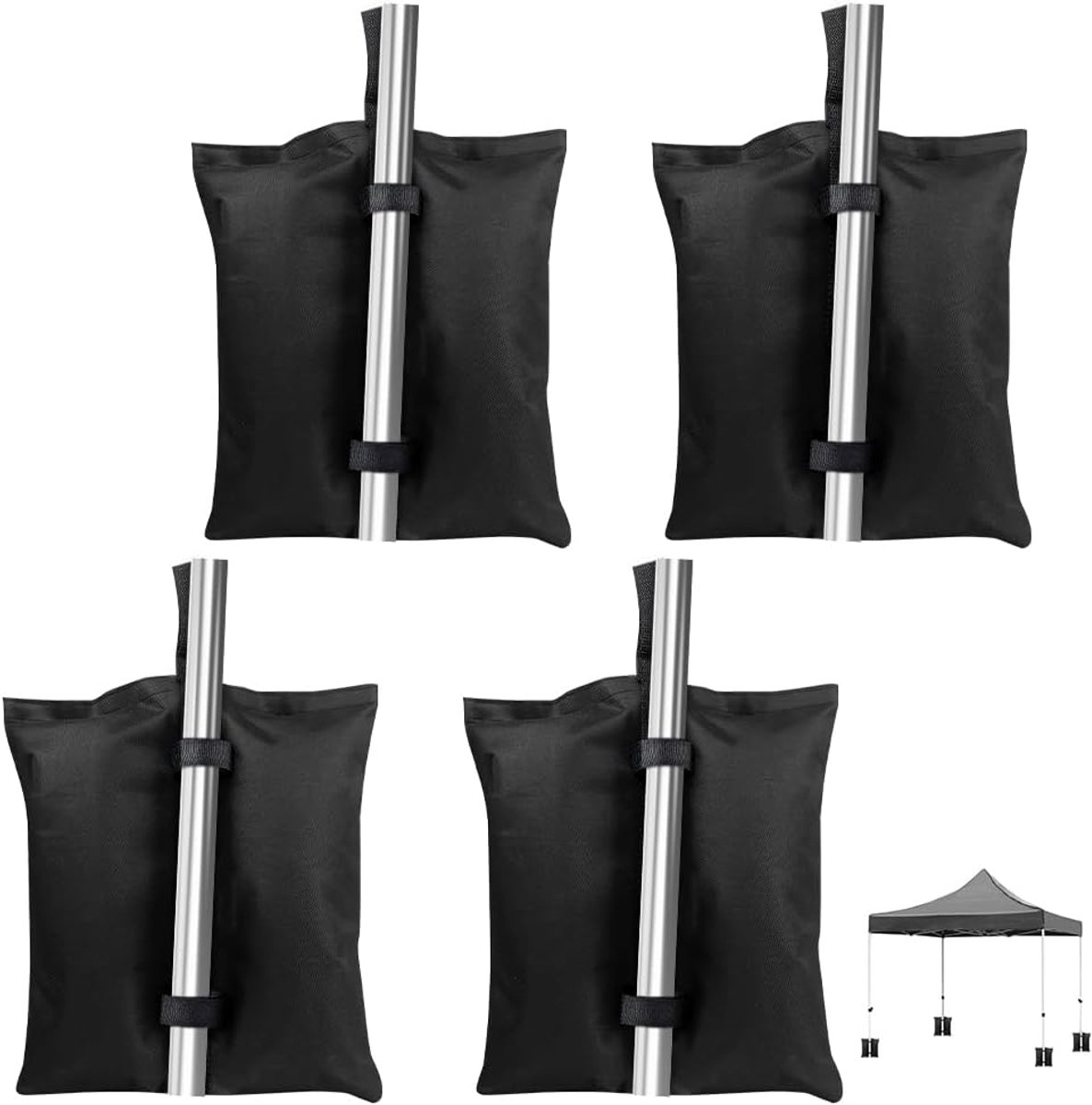 SnelShoppen - Zandzakken voor Paviljoen, 4 Stuks, Duurzame Zandzak met Klittenbandsluiting, Verzwaringszak voor Tent, Pop-up Overkapping, Terrasparaso